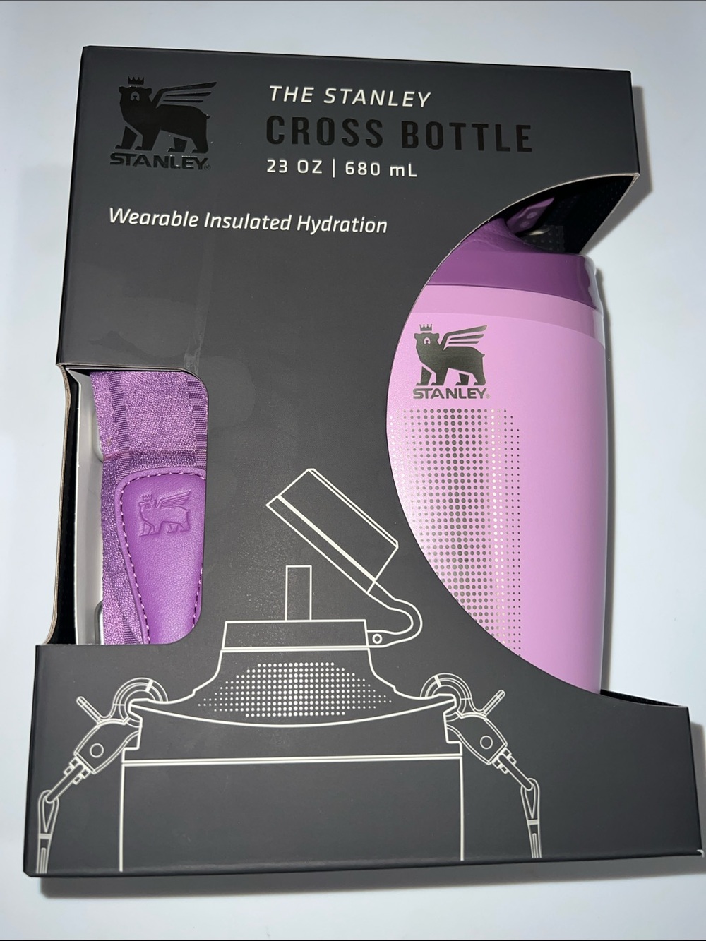 Stanley The Stanley Cross Bottle 23oz in Lavender with crossbody strap